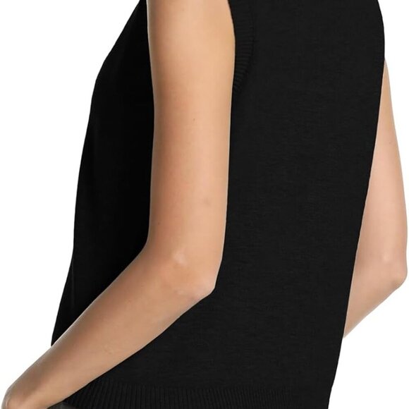 Sweater Vest Women Crewneck Button Down Tank Tops Sleeveless Knit Cardigan Crop - Picture 2 of 5